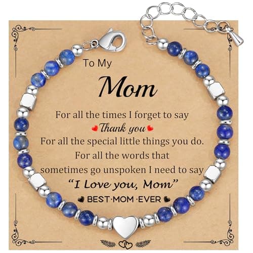 Btysun Mom Birthday Gifts, Mothers Day Gifts for Mom from Son 50th Birthday Gift for Her Mama Bracelets Adjustable Beaded Bracelet Christmas Gift - Image 1