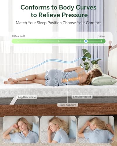 Qocismile Twin Mattress Topper,Gel Memory Foam Mattress Topper 3 inch Twin Size Bed Topper,Firm Mattress Pad,Bamboo Rayon Cover Removable & Washable,Non-Slip Double Zipper,Elastic Straps Fits 21" - Thumbnail 4