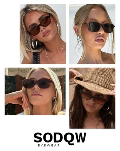 SODQW Trendy Sunglasses for Women Rectangle Womens Fashion Sun Glasses 2025 Ladies Shades with UV400 Protection - Thumbnail 5