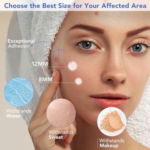 Pimple Patches for Face,Acne Patches for Face,Pimple Patch,Zit Patches,Hydrocolloid Blemish Patches for Covering Zits ,with Salicylic Acid,Tea Tree oil & Calendula oil (106 Counts, Count, 106.0) - Thumbnail 3