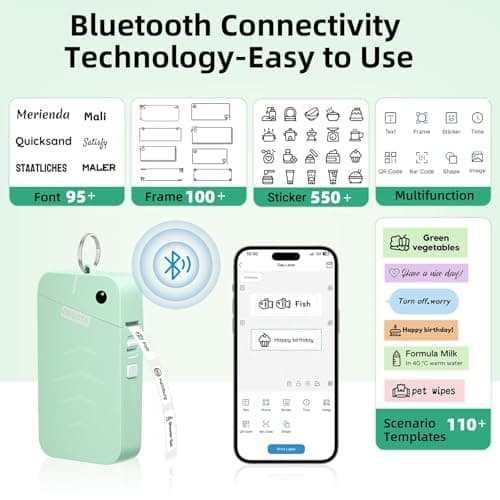 ORGSTA S001 Label Maker Machine with Tape, Portable Bluetooth Label Maker for Home and Office Organization, Thermal Label Printer Mini Sticker Maker with Multiple Templates, Green - Thumbnail 2