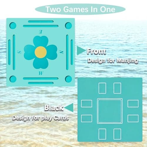 Floating Mahjong Table for Pool, Double-Sided Waterproof Game Tray for Mahjong, Poker, Cards, Dominoes & Scrabble, EVA Water Game Table with Cup Holders for for Hot Tub, Lake, Beach, Backyard Parties - Thumbnail 2