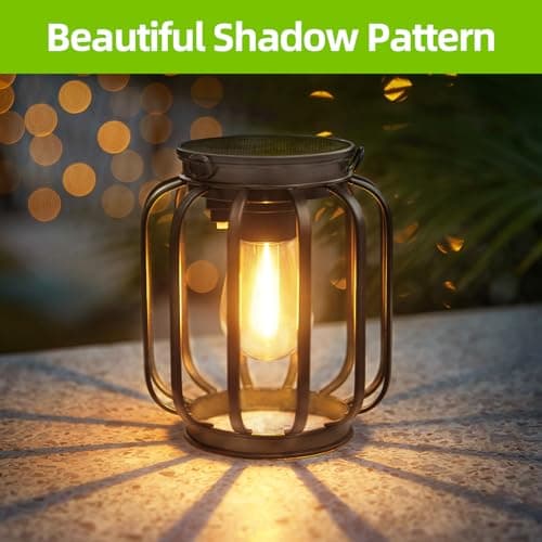 Solar Hanging Lanterns Outdoor Waterproof: 4 Pack Metal Solar-Powered Lights with Hook, Bright Warm Lantern Decor for Outside, Classic Outdoor Lighting for Yard Garden Patio Porch Balcony Decorations - Thumbnail 5