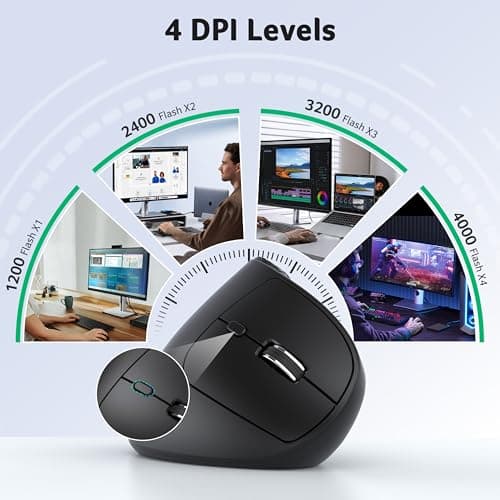 acer Ergonomic Mouse Wireless with Side Scroll Wheel, Bluetooth Mouse for Laptop(BT5.2+2.4GHz), Office Vertical Computer Mice, Small to Medium Sized Hands Ergo Mice, 8 Buttons for PC and Desktop - Thumbnail 6