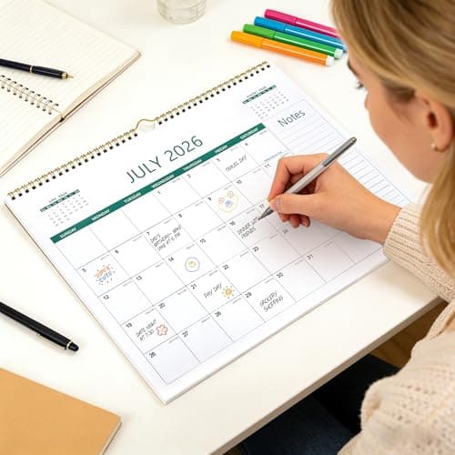 ANYZONE Desk Calendar 2026-2027, 18 Months Calendar from Jan. 2026 to Jun. 2027, 14.5" x 11.5" Desktop/Wall Monthly Calendar with Large Squares, Notes Section for Home, School, Office - Thumbnail 6