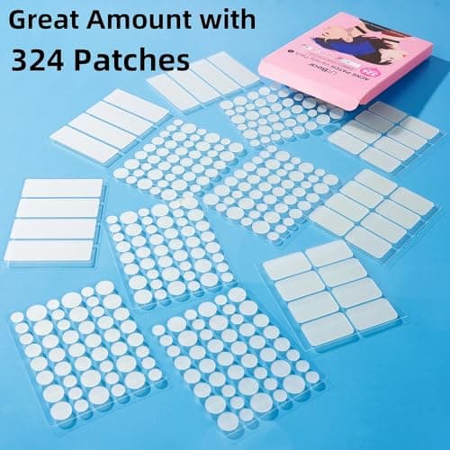 LitBear Large Pimple Patches, 5 Sizes 324 Patches Big Acne Patches, XL Hydrocolloid Bandages for Full Face, Forehead, Chin, Nose, Body, Back, Neck & Chest, Stirp, Square Large hydrocolloid Patch - Thumbnail 2