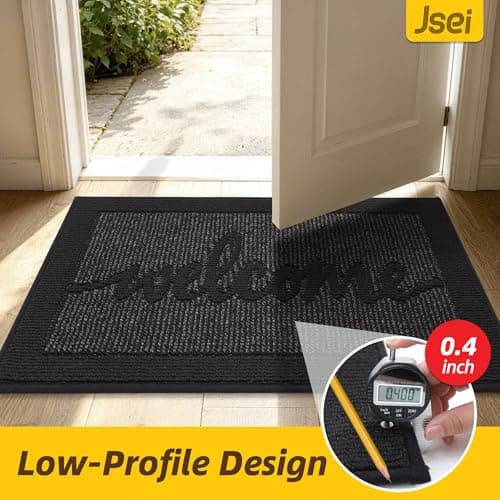 JSEI Door Mat 32"x 48",Absorbent Dirt Welcome Mat,Non-Slip Entryway Rugs Washable Indoor Entrance Mats, Low Profile Floor Mat for Entryway and Front Back Door,Black - Thumbnail 4