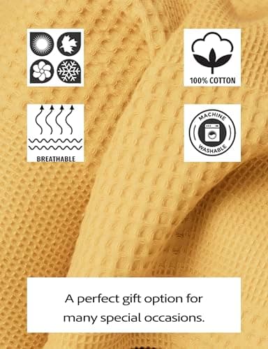 Milna Baby 100% Cotton Waffle Blanket for Boys & Girls, 100x120 cm Breathable Muslin Baby Blanket for Crib, Stroller & Swaddle, Soft Lightweight Toddler Receiving Blanket, (Yellow) - Thumbnail 3