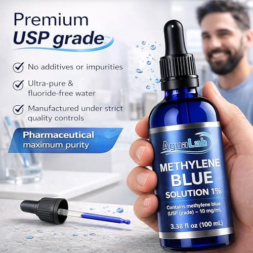 Methylene Blue Drops 1% USP Grade 99.99% Pure | No Detectable Heavy Metals – Third-Party Lab Tested | Pharmaceutical Grade Solution | 100 mL Glass Dropper Bottle | Laboratory Research Use - Thumbnail 4