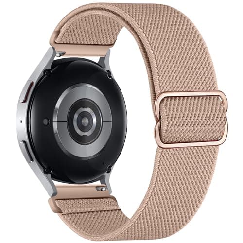 BMBEAR Stretchy Bands Compatible with Samsung Galaxy Watch Band 7/FE/6/5/4/3 & Watch 5 Pro & 6/4 Classic &Gear S3/S2, Soft Fashion Nylon Braided Elastic Strap for 20mm 22mm watch band for Samsung Watch 47mm 46mm 45mm 44mm 40mm 43/42/41mm (Rose powder, 22mm) - Image 1