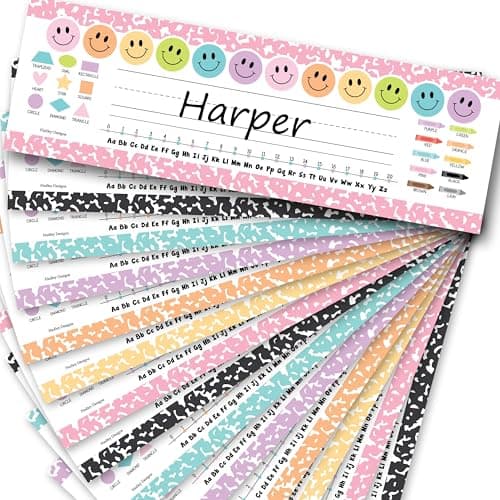Hadley Designs Desk Name Tags for Classroom –36 Student Name Tags for Desks, 14.5x4.5 Name Plates for Classroom Decor, Teacher Supplies Pastel Nametags, 1st-3rd Grade Kindergarten Preschool Must Haves - Image 1