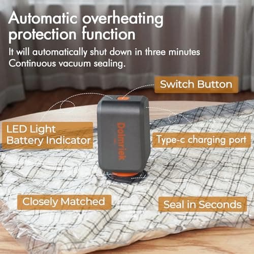 Travel Vacuum Storage Bags with USB Electric Pump, 18 Pack Compression Seal Bags for Luggage and Suitcase, Space Saver for Clothes and Clothing - Thumbnail 3