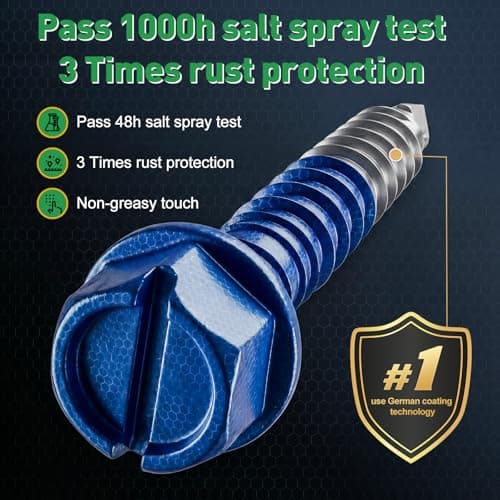 FOLIV 145PCS Concrete Screws with Drill Bit and Hex Bit Socket, Blue Hex Washer Head Concrete Screws Anchor Kit for Masonry, Cement, Block, Brick or Stucco - Thumbnail 4