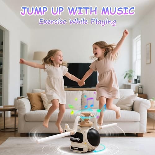 WhimsQuest 4-in-1 Kids Outdoor Game Toy, Auto Disc Launcher, Jump Dodge & Ring Toss, Interactive Sports Play for Boys & Girls (White) - Thumbnail 3