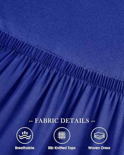 BTFBM Women Sleeveless Summer Dresses Wedding Guest Maxi Dresses Ribbed Knit Tops and Polyester Skirt with Pockets(Solid Blue,Small) - Thumbnail 5