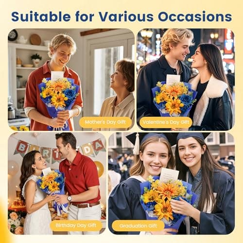 TINGE TIME Preserved Flowers Bouquet, Sunflower and Rose Bouquet, Flowers for Delivery, Graduation Gifts Teacher Appreciation Gifts Birthday Flowers Gifts for Women Mom Grandma Wife Friends - Thumbnail 3