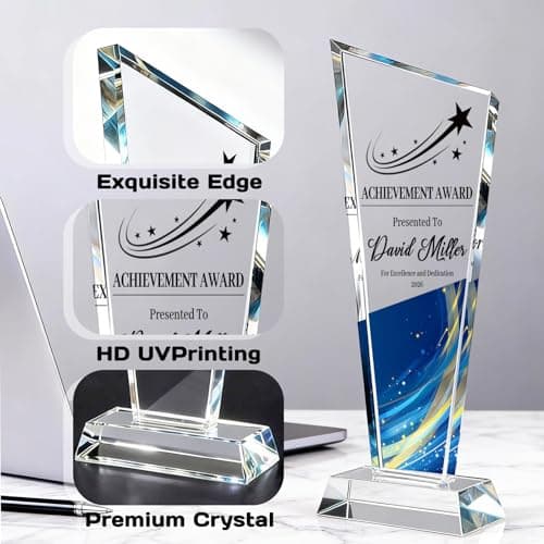 Custom Crystal Trophy Award, Personalized Trophy with Photo Text Logo, Award Trophy for Employee, Graduation Gifts, Employee of the Month, Teacher Appreciation Gifts, 1st Place Trophy (Style1) - Thumbnail 6