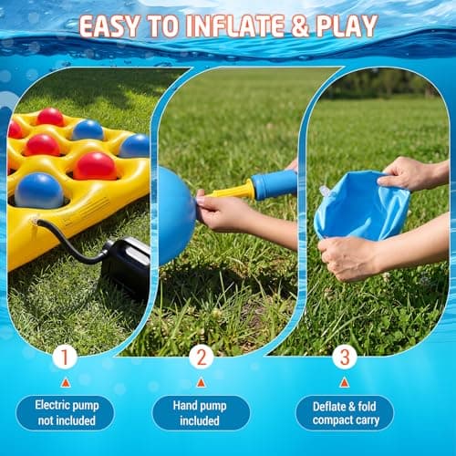 Feyichi Pool Toys, Pool Tic Tac Toe Game Set with 12 Inflatable Balls, Pool Games for Kids/Adults/Teens, Outdoor Water Games, Suitable Pool Beach Party Birthday Favors & Family, Yellow - Thumbnail 6
