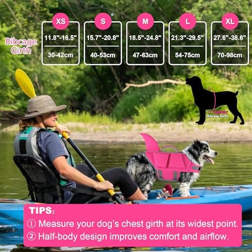 Dogcheer Dog Shark Life Jacket with Extra Foam, High Buoyancy Dog Life Vest with Rescue Handle for Swimming Boating, Reflective Adjustable Puppy Swim Vest for Small Medium Large Dogs, Pink - L - Thumbnail 6