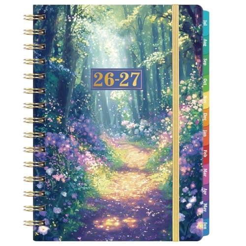 Planner 2026-2027 - Academic Planner 2026-2027 from Jul.2026 - Jun.2027, 8.5'' X 6.4'', Weekly Monthly Planners 12 Month with Colorful Tabs, Back Pocket - Forest Path
