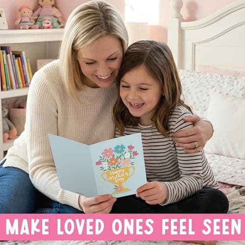 Hadley Designs Happy Mothers Day Card For Mom - 8x5.3in Mother's Day Card For Mom, Mother Gift Greeting Cards, Premium Single Mother Cards From Daughter and Son, Designed in USA - Thumbnail 4