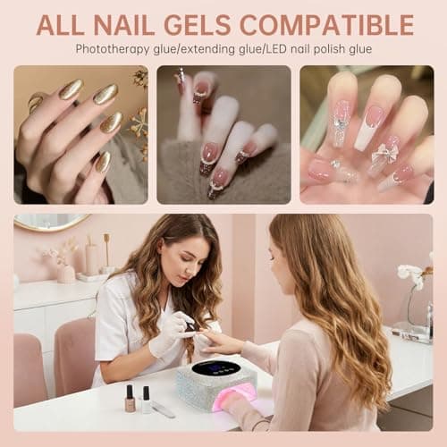 CHRISTINE SHELLY Cordless UV LED Nail Lamp 96W, Rechargeable UV Light for Gel Nails with 3 Timer Setting, Professional Quick Dry Nail Dryer with Display Auto Sensor for Salon & Home (AB Diamond) - Thumbnail 5