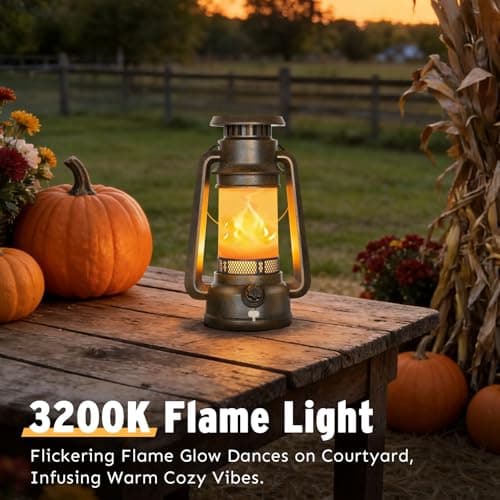 2 Modes Solar Lanterns Outdoor Waterproof, Rechargeable LED Flame Solar Lanterns Decorative Outdoor, Vintage Lantern Hanging Solar Lights for Yard, Porch, Camping, Patio, Garden, Cabin, Gifts (2 Pack) - Thumbnail 6