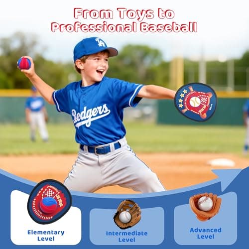 Twinkoo Toss and Catch Ball Game Set for Kids 3-5, Kids Toddler Baseball Glove & Catch Ball Toys,Kids Outdoor Games for Family, Toys for Beach Pool Yard Outside, Birthday Gift for Ages 3 4 5 6 7 8-12 - Thumbnail 5