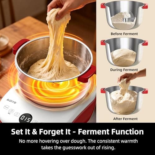 AIZIYO DoughChief, Electric Dough Mixer 7.4Qt with Ferment Function, Dough Maker 304 Stainless Steel Bowl, Microcomputer Control, Face-up Touch Panel, Easy To Clean for Bread & Pizza - Thumbnail 4