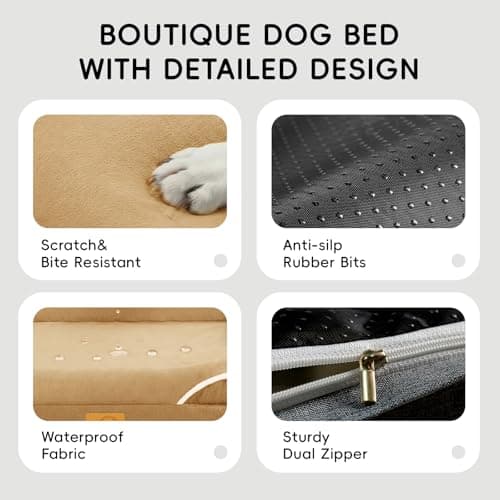 Homemate Dog Bed Large Sized Dog: 42x30 inch Orthopedic Large Dogs Bed XL Outdoor Pet Cat Bed Sofa Supplies with Toy Dogs Crate Pad Couch with Removable Washable Cover & Non-Slip Botton Brown - Thumbnail 6