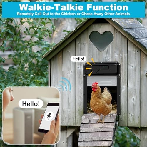 Automatic Chicken Coop Door with HD Camera, Talkback Function, 5000mAh Battery, WiFi Enabled, APP-Based Monitoring, Remote Control and Timer, Solar Powered Auto Chicken Door with Anti-Trap Sensor - Thumbnail 2