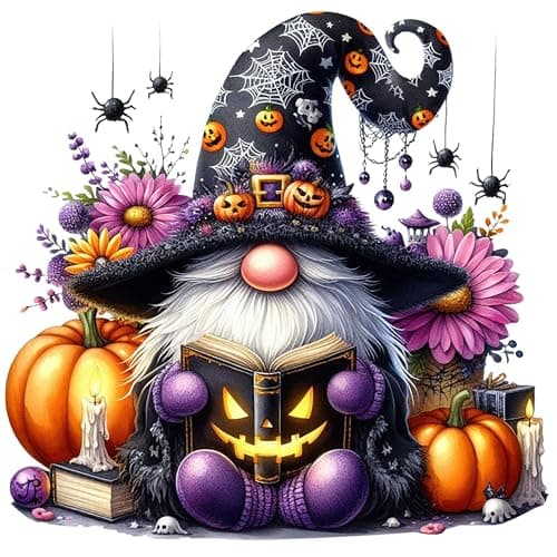 ijbnhd Halloween Gnome Diamond Art Kits for Adults, 5D DIY Halloween Gnome Diamond Painting Kits for Beginners, Diamond Dots Kits Shop Gem Arts Crafts for Home Wall Decor 14x14in
