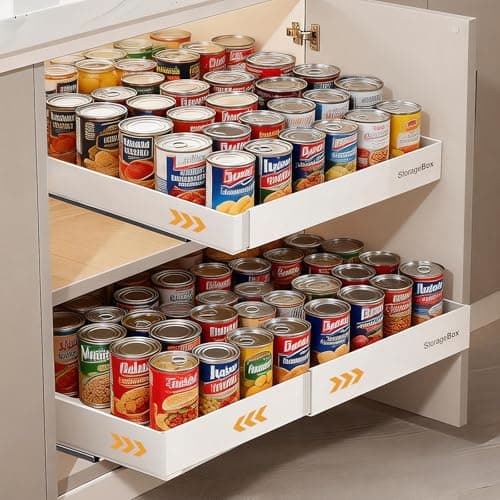 Soclik Adjustable Can Organizer for Pantry, Pull-Out Pantry Organizers and Storage, Soda Can Organizer - Great for Pantry, Kitchen Cabinet & Countertop (16.5" L x 12.2" W x 2.8" H (Adjustable Width)) - Image 1