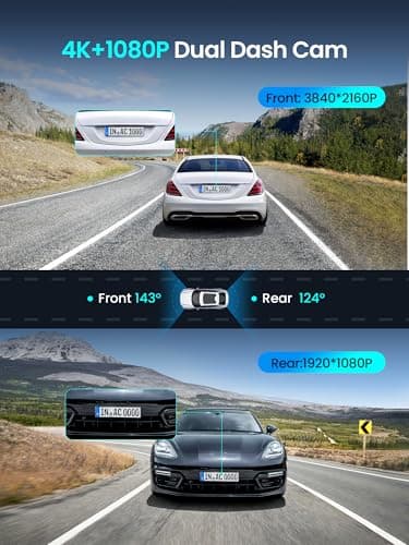 DDPAI Dash Cam Front and Rear, 4K+1080P Car On-Dash Mounted Cameras, Dashcam Included 64GB Card, Built-in 5G WiFi 6, GPS, 3'' IPS, AI ISP Night Vision, 48H Parking Mode, Loop Recording, ADAS, Z50 Pro - Thumbnail 3
