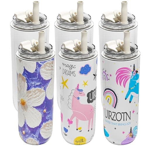 UIRZOTN 6 Pack 16 oz Sublimation Tumblers Blanks Bulk, Travel CoffeeTumblers with Straw and Lids, Reusable Cups with Lids for lced and Hot Drinks - Image 1