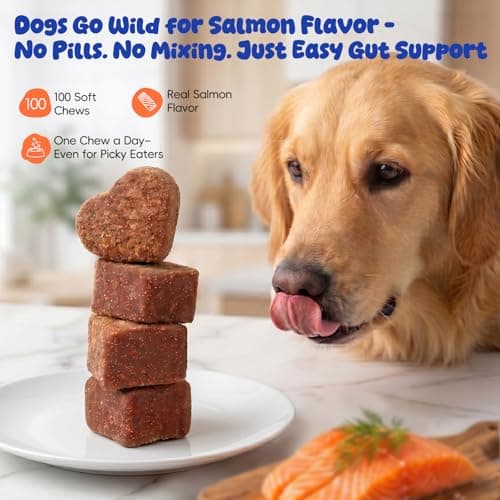 Pounzene Dog Probiotic Chew, Digestive Health, Gut Supplement, Salmon 100Ct - Thumbnail 2