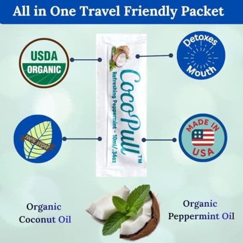 CocoPull Organic Travel Sachets Coconut Oil Pulling Fresh Breath Mouthwash - Thumbnail 5