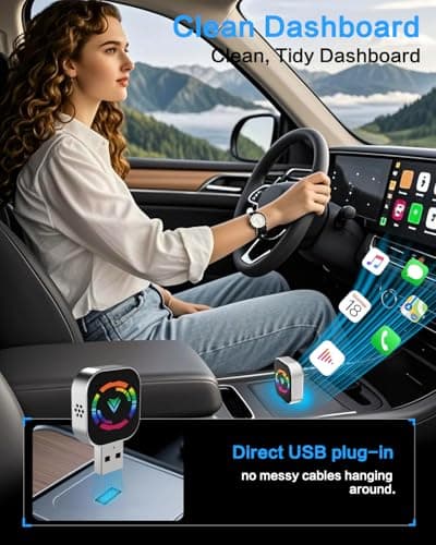 Jasput Carplay Wireless Adapter, 2026 Upgrade Mini Carplay for Apple iPhone & Android Auto Wireless Adapter, for Cars with Built-in Wired Apple Carplay Play and Plug, Stable Control & No Delay - Thumbnail 3