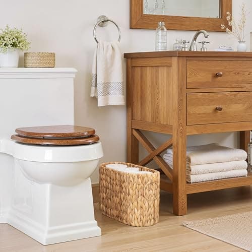 StorageWorks Toilet Paper Storage, Toilet Paper Storage Holder for 6 Regular Rolls, Wicker Basket for Bathroom, Natural Water Hyacinth - Thumbnail 5