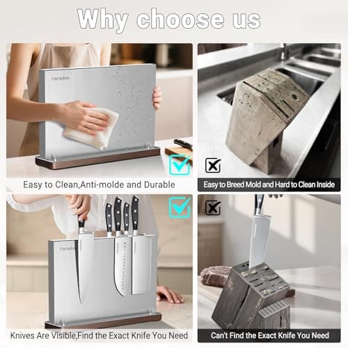 4PSC Knife Block Set With Magnetic Knife Block Holder, Ultra-Sharp Japanese Kitchen Knife Set, High-carbon Steel Chef Knife Sets With Full Tang Handle Design - Thumbnail 4