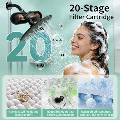 SR SUN RISE Duo Shower Filter – NSF Certified Shower Filter for Chlorine Reduction, Lead-Free, Easy Installation, High Flow, Nourish Hair & Skin, Matte Black - Thumbnail 4