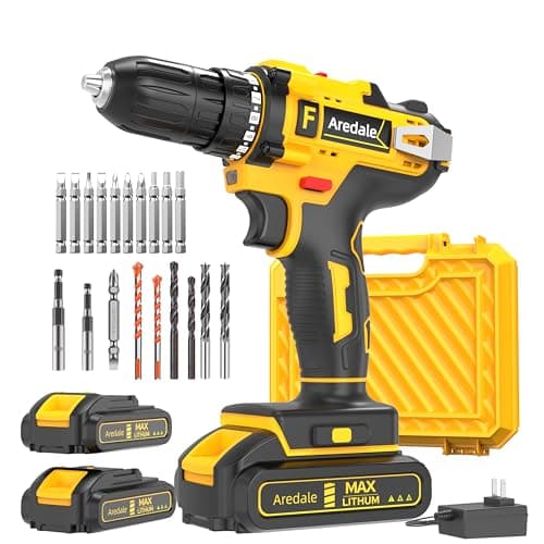 Aredale 21V Lithium-ion Cordless Drill Set, 3/8-Inch Power Drill with Two Lithium-Ion Batteries, A Charger and A Set of Bits Storage Box Included - Image 1