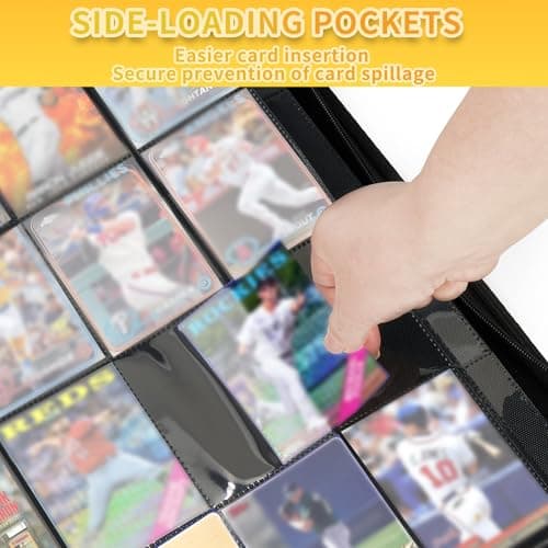 Premium 1000+ Pockets Trading Card Binder, 16-Pocket Ringless Side-Loading Album for TCG, MTG, Lorcana, Sports & Standard-Size Cards (Black2) - Thumbnail 3