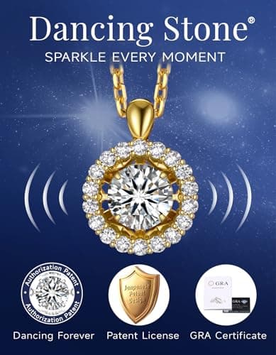 MomentWish Dancing Diamond Necklace, 1 Carat Moissanite Necklace for Women Gold Plated 925 Sterling Silver Pendant Anniversary Birthday Christmas Gift for Wife Mom Girlfriend-Classic - Thumbnail 3