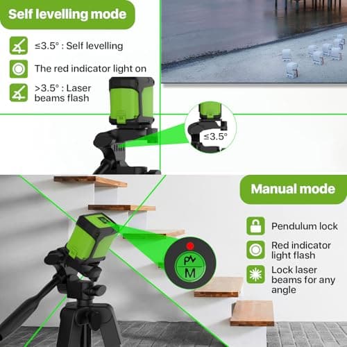 Self Leveling Laser Level with Tripod,DEGLASERS 100ft Green Cross Line laser lever,Lazer Leveler Tool for Picture Hanging Floor Tile Wall Home Renovation, Indoor Project, Battery Included - Thumbnail 4
