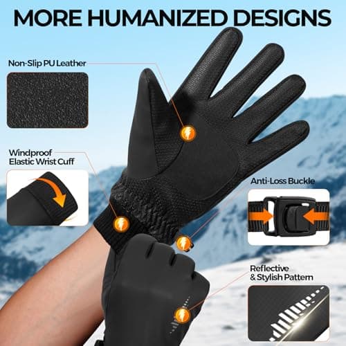 rivmount Winter Gloves 3M Warm Cold Weather Ski Snow for Men Women, Thermal Waterproof Touchscreen Windproof, Suitable for Running, Driving, Cycling, Hiking, Outdoor Sports, Daily Work - Thumbnail 5