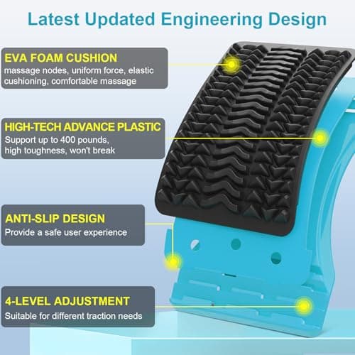 MINOLL Back Stretcher for Lower Back Pain Relief, Multiple Level Adjustable Arch Lumbar Back Cracker Board, Back Cracking Device, Back Massager for Scoliosis, Spine Decompression Support - Thumbnail 3