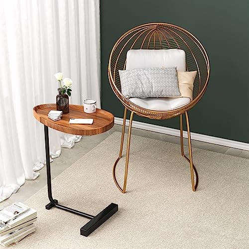TRUNYAQI C Shaped Side Table, Small C Table End Table for Sofa and Bedside, Couch Side Tables That Slide Under, Wood C Shaped End Table for Bedroom Living Room, 18”L X 12”W - Thumbnail 3