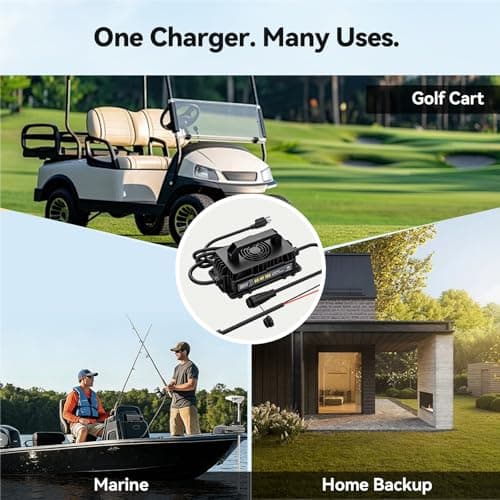 Power Queen 48V (58.4V) 18A LiFePO4 Battery Charger IP65 Waterproof Dustproof for 48V Lithium Battery, Smart Fast Charging Lithium Battery Charger for 48V Golf Cart, Boat and Home - Thumbnail 4