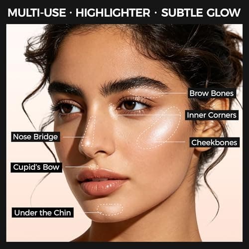 Exmiloo Multi-Use Cream Highlighter Stick for Face, Pearly Ivory Glow - Thumbnail 3